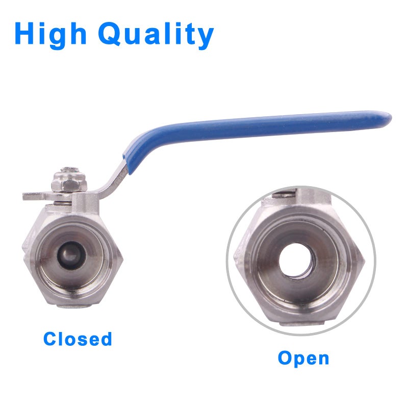 DERNORD Stainless Steel Ball Valve 1PC Type 3/8 Inch NPT Standard Port for Water, Oil, and Gas (3/8 Inch Ball Valve) - Image 4